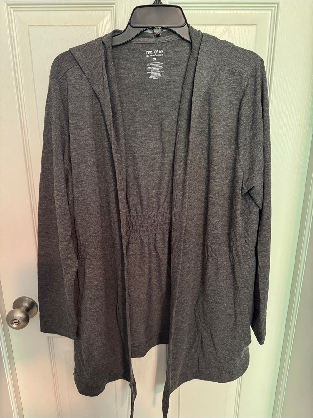 EUC Tek Gear Dark Gray Hooded Open Front Cardigan